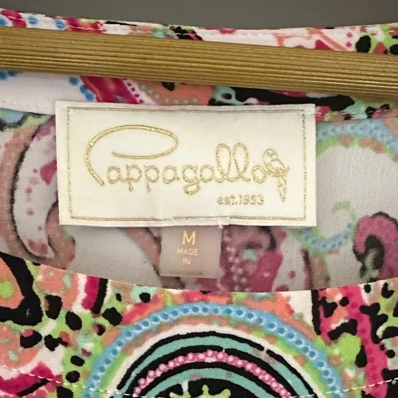 Pappagallo Paisley Blouse Pink Multicolor Ruffle Sleeve Top - Picture 2 of 6